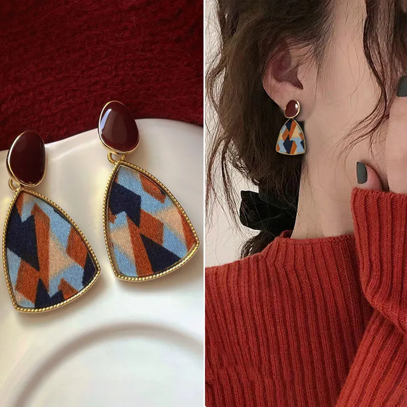 925 Silver Needle Autumn And Winter Simple Leopard Flannel Earrings