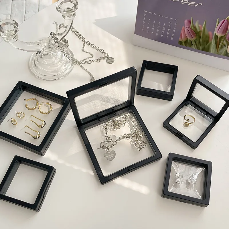 Transparent PVC Geometric Film Box Earrings Jewelry Storage Box with Art Style