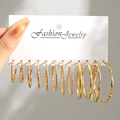 Women Fashion Personality C-Shaped Inlaid Rhinestone Chain Earrings