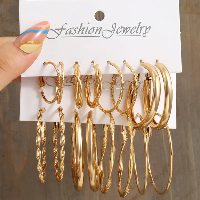 Women Fashion Personality C-Shaped Inlaid Rhinestone Chain Earrings
