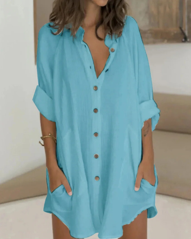 Wholesale Women Casual Solid Color Single-breasted Long