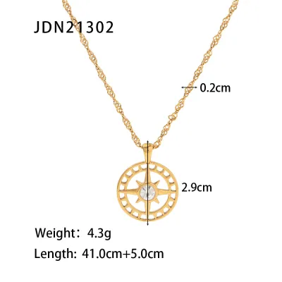 Wholesale Women Retro Titanium Steel Heart Zircon Pendant Necklace