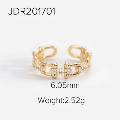 Wholesale Women Fashion Geometric Open Ring with White Zircon