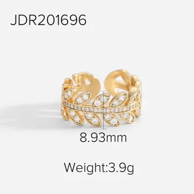 Wholesale Women Fashion Geometric Open Ring with White Zircon
