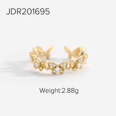 Wholesale Women Fashion Geometric Open Ring with White Zircon