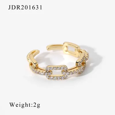 Wholesale Women Fashion Geometric Open Ring with White Zircon