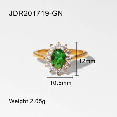 Wholesale Women Stainless Steel Gold Plated Zircon Geometric Ring