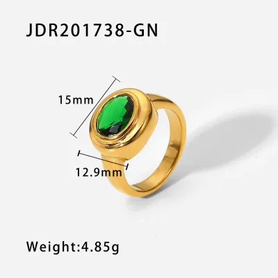 Wholesale Women Stainless Steel Gold Plated Zircon Geometric Ring