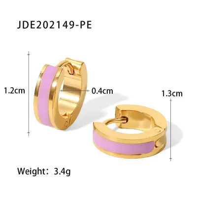 Wholesale Women Multicolor Drip Oil Geometric Hoop Earrings