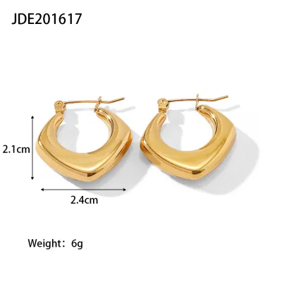 Wholesale Women Personality Hollow Geometric Hoop Earrings Stainless Steel Instagram Wind