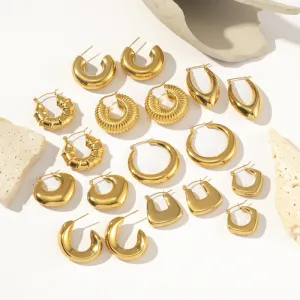 Wholesale Women Personality Hollow Geometric Hoop Earrings Stainless Steel Instagram Wind