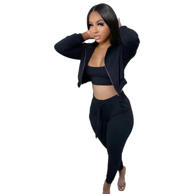 Women's Zip Hooded Sweatshirt Pants Set - Commuter Wind Sportswear
