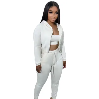 Women's Zip Hooded Sweatshirt Pants Set - Commuter Wind Sportswear