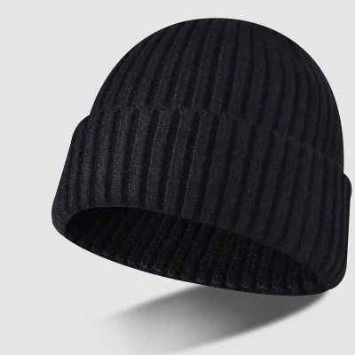 Men Casual Solid Color Knit Warm Yarn Hat Beanie Dome Style Unisex