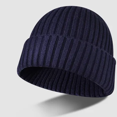 Men Casual Solid Color Knit Warm Yarn Hat Beanie Dome Style Unisex