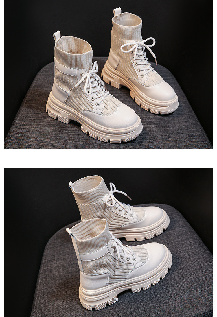 Wholesale Women Fashion Round Toe Pu Thick-Soled Lace-Up
