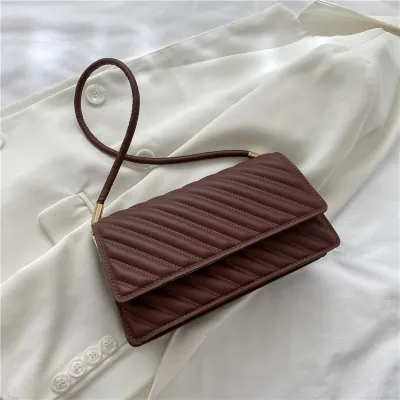 Women Fashion Simple Embroidered Thread One-Shoulder Diagonal Crossbody Bag