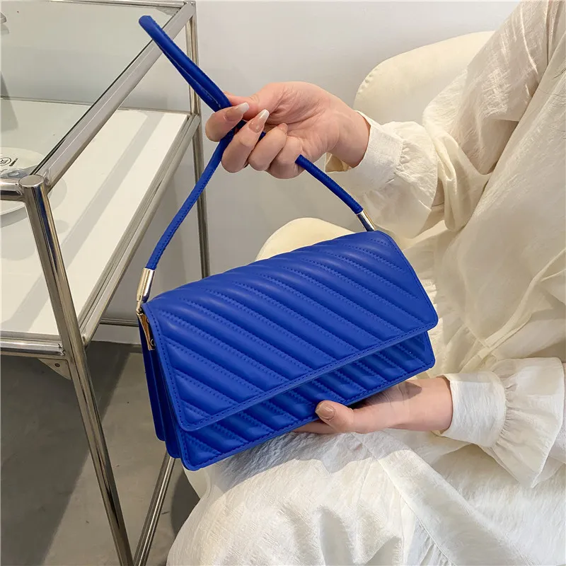 Women Fashion Simple Embroidered Thread One-Shoulder Diagonal Crossbody Bag