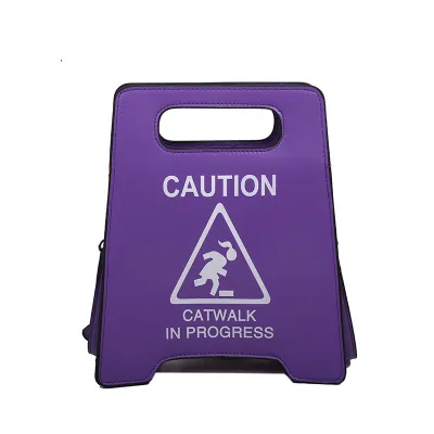 Women Fashion PU Creative Spoof Personality Parking Prohibited Crossbody Bag