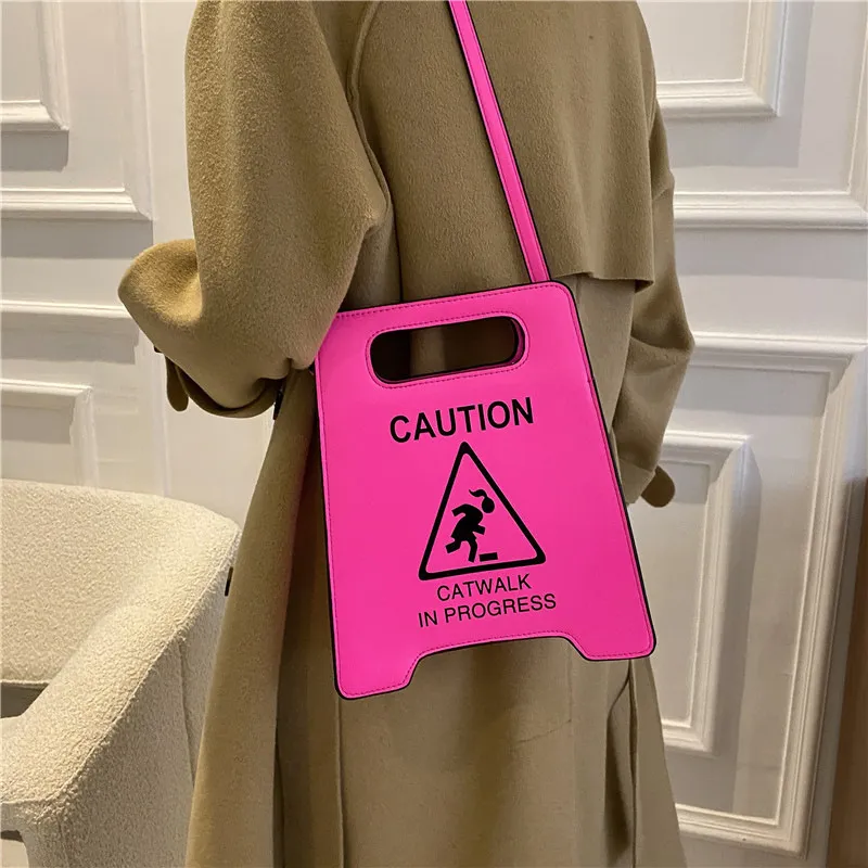 Women Fashion PU Creative Spoof Personality Parking Prohibited Crossbody Bag