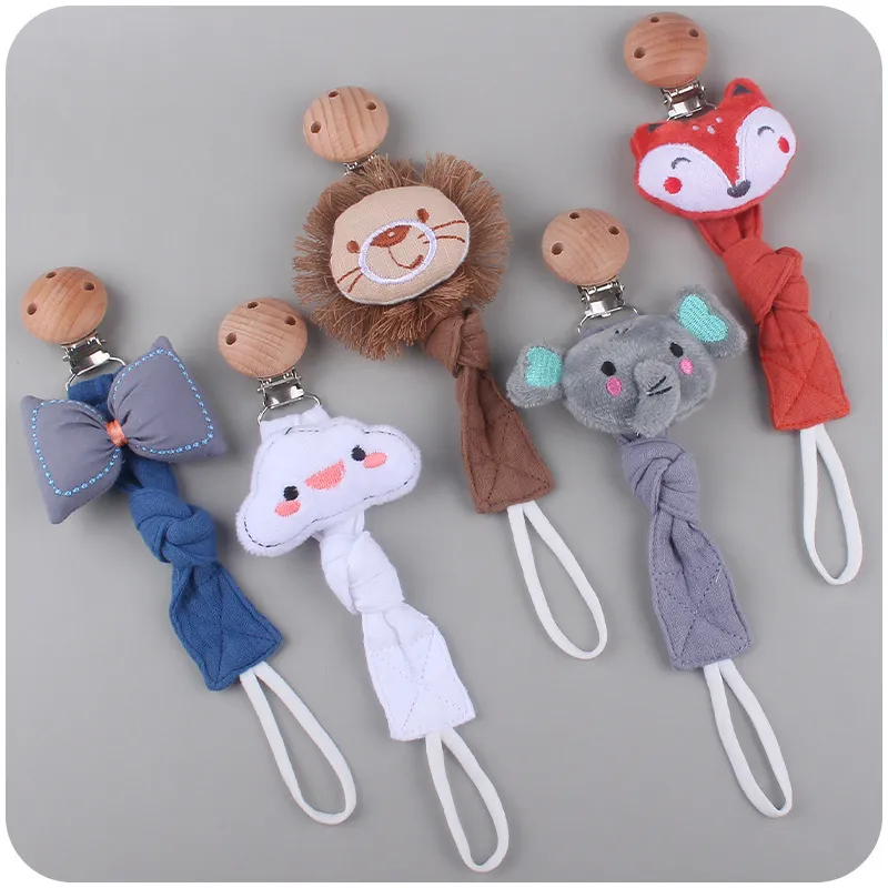Baby Cartoon Animal Pattern Anti-Drop Pacifier Chains 22cm Cotton and Linen