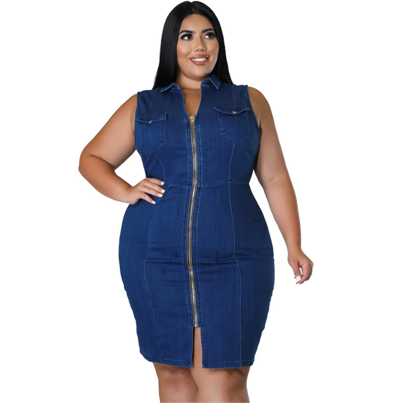 Sexy plus shop size denim dress