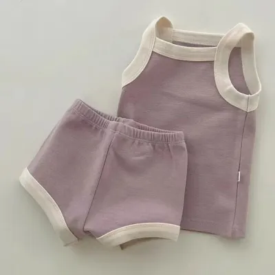Kids Cute Camisole Shorts Set for Girls 3-14T Cotton Sleeveless Two Piece Pullover