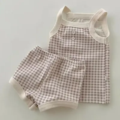 Kids Cute Camisole Shorts Set for Girls 3-14T Cotton Sleeveless Two Piece Pullover