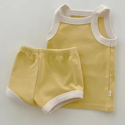 Kids Cute Camisole Shorts Set for Girls 3-14T Cotton Sleeveless Two Piece Pullover