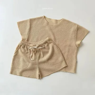 Kids Casual Short-Sleeved Homewear Knitted Set for Girls