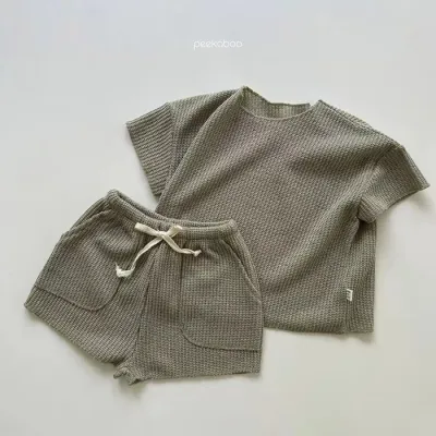 Kids Casual Short-Sleeved Homewear Knitted Set for Girls