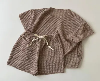 Kids Casual Short-Sleeved Homewear Knitted Set for Girls