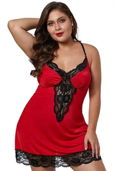Women Sexy High Elastic Mesh See-through Fashion Lace Patchwork Lingerie Pajamas