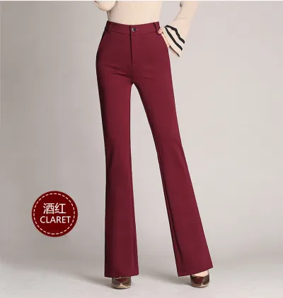 Plus Size Women High Waist Straight Flared Pants