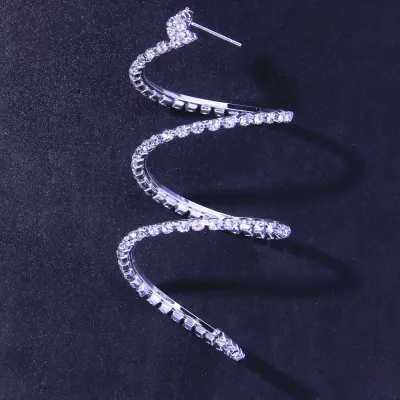 Wholesale Women Fashion Rhinestone Bending Semicircle Earrings