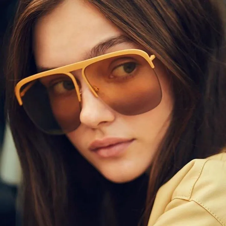 Women Retro Half Frame Gradient Color UV Blocking Sunglasses