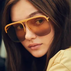 Women Retro Half Frame Gradient Color UV Blocking Sunglasses