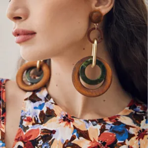 Wholesale Women Creative Retro Geometric Round Contrasting Large Circle Earrings