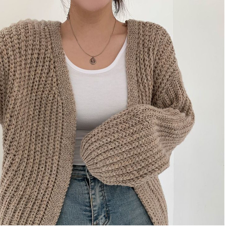 Wholesale Women Autumn Lazy V-Neck Loose Casual Solid Color