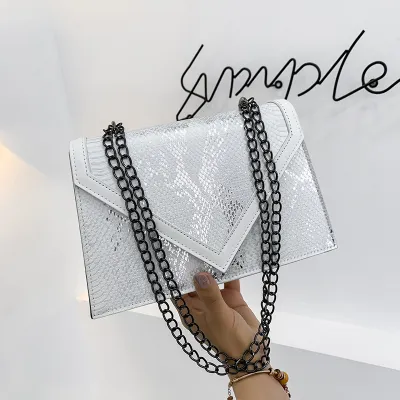 Women Fashion Personality Snake Pattern Retro Chain One Shoulder Messenger Small Square Bag