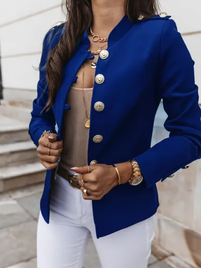 Women's Single-Breasted Cotton Blazer Long Sleeve Street Hipster Slim Fit