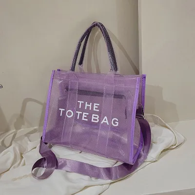 Women Fashion PVC Transparent Jelly Large Capacity Holding Bag Tote