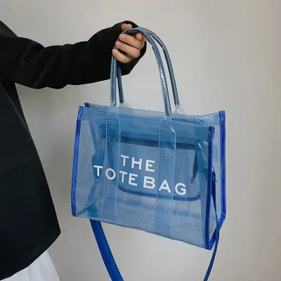 Women Fashion PVC Transparent Jelly Large Capacity Holding Bag Tote