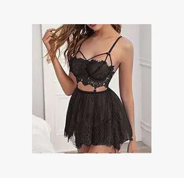 Women Sexy High Elastic Mesh See-through Fashion Lace Bra Set