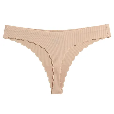 Women Sexy Low Waist Quick-drying Solid Color T-back Thong Panties