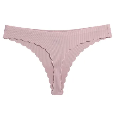 Women Sexy Low Waist Quick-drying Solid Color T-back Thong Panties