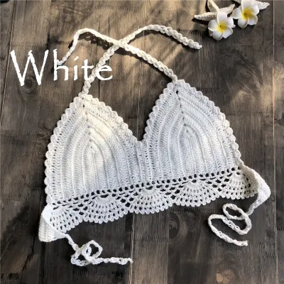 Women Crochet Knit Bikini Wrap Split Swim Top