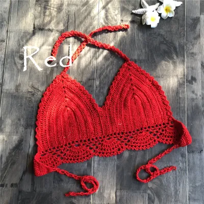 Women Crochet Knit Bikini Wrap Split Swim Top