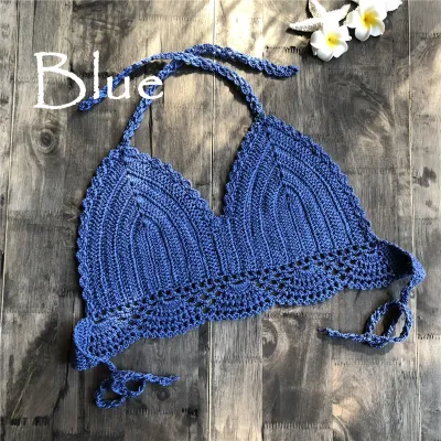 Women Crochet Knit Bikini Wrap Split Swim Top