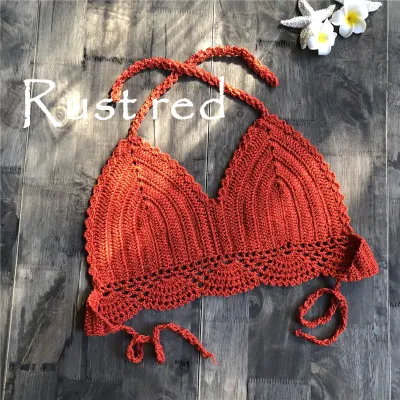 Women Crochet Knit Bikini Wrap Split Swim Top